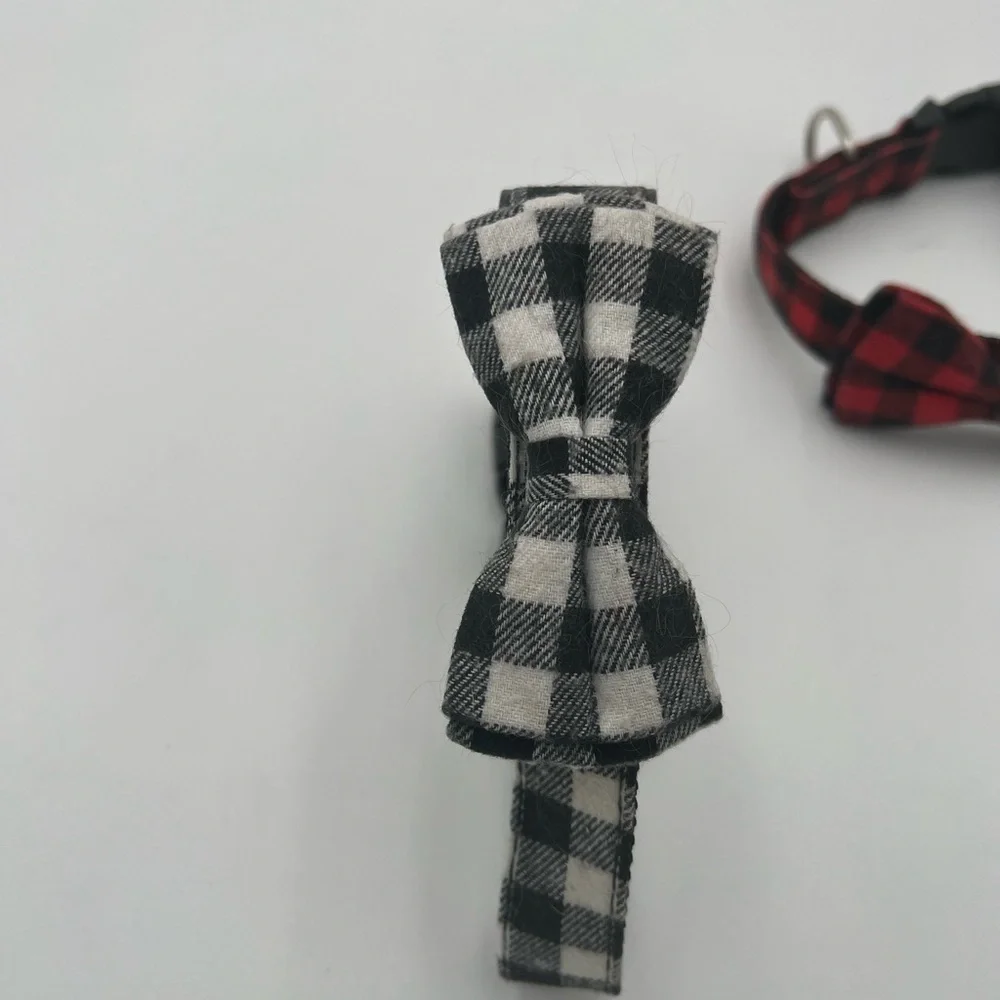 Adjustable Pet Collar Checker Bowknot Dog Collar NWOT